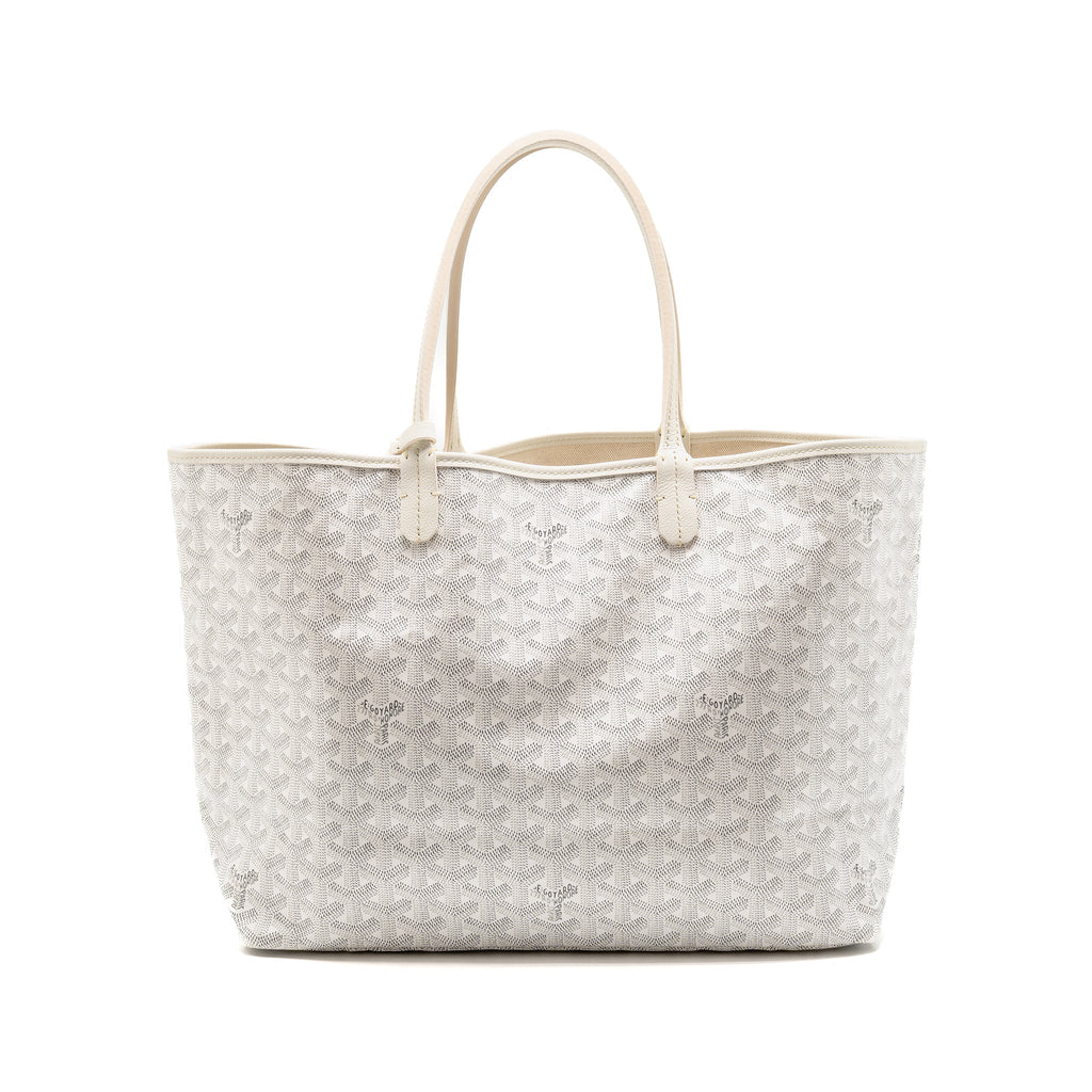 Goyard Saint Louis PM Tote Bag COCUR GOYARD Goyardine Canvas/Leather White/Grey SHW