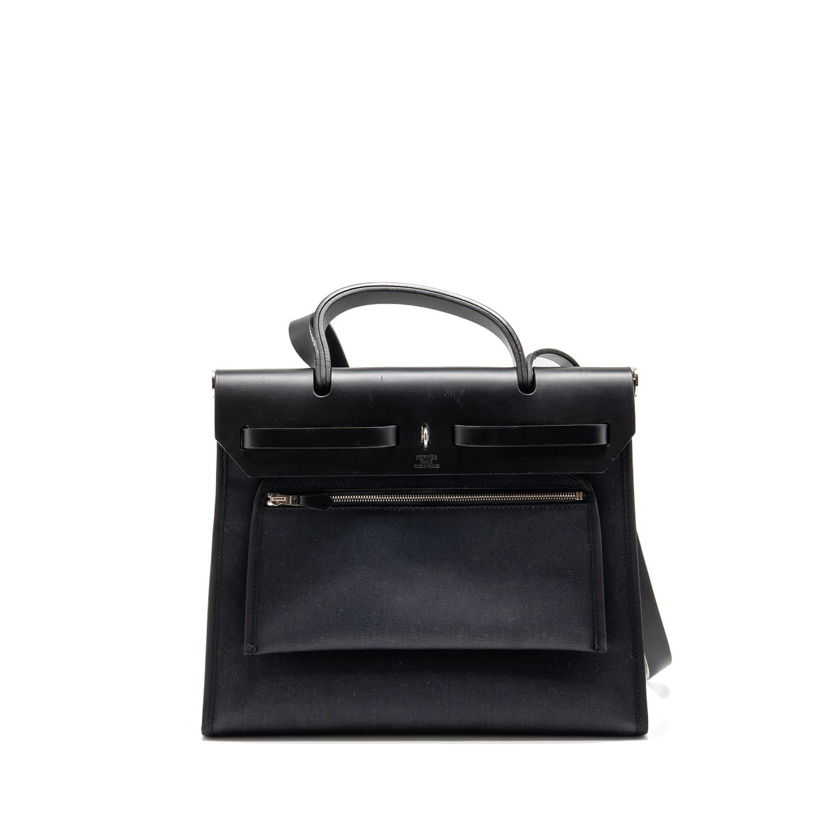 Hermes herbag 31 zip bag canvas/Hunter leather black SHW