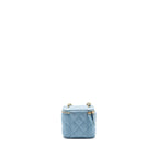 Chanel pearl crush mini vanity case with chain lambskin blue GHW