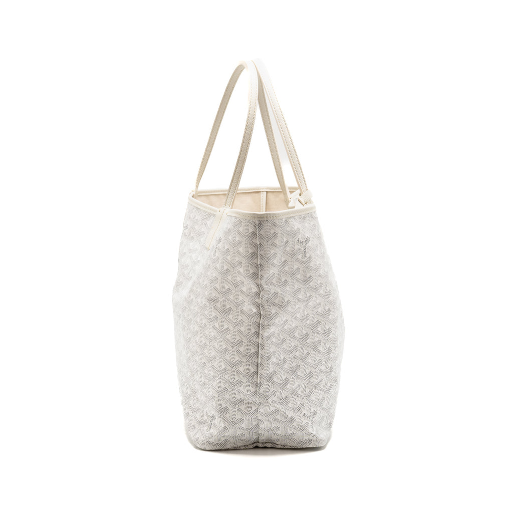 Goyard Saint Louis PM Tote Bag COCUR GOYARD Goyardine Canvas/Leather White/Grey SHW