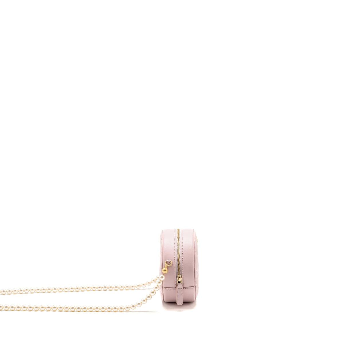 Chanel Round bag with pearl chain lambskin pink GHW