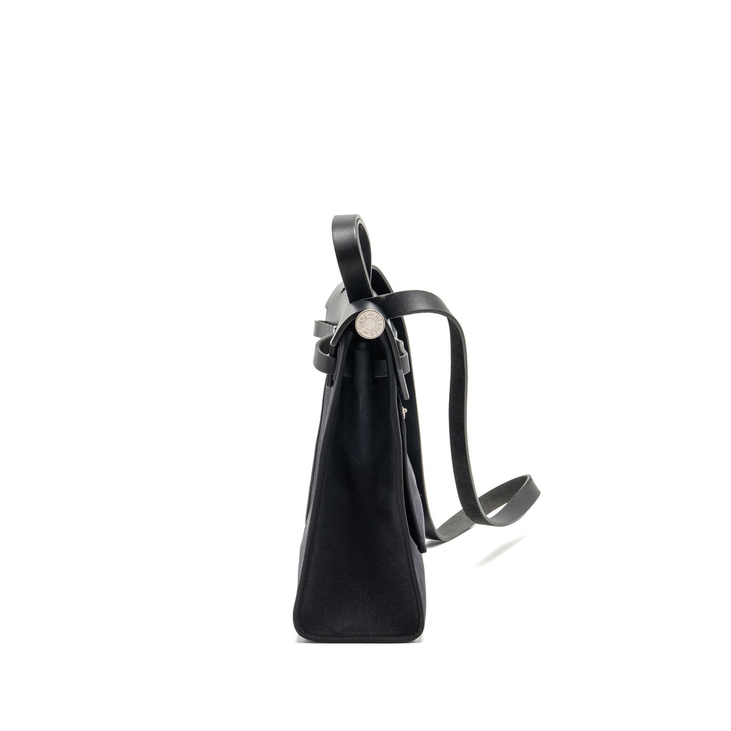 Hermes herbag 31 zip bag canvas/Hunter leather black SHW