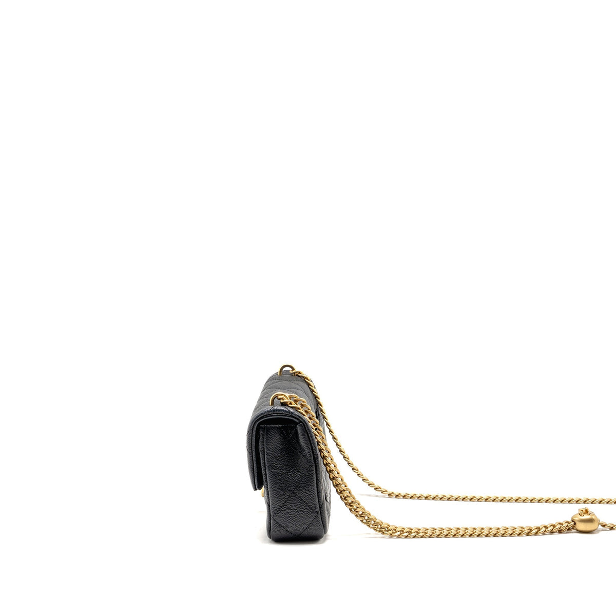 CHANEL COCO LOVE MINI FLAP BAG ADJUSTABLE CHAIN CAVIAR BLACK GHW (MICROCHIP)
