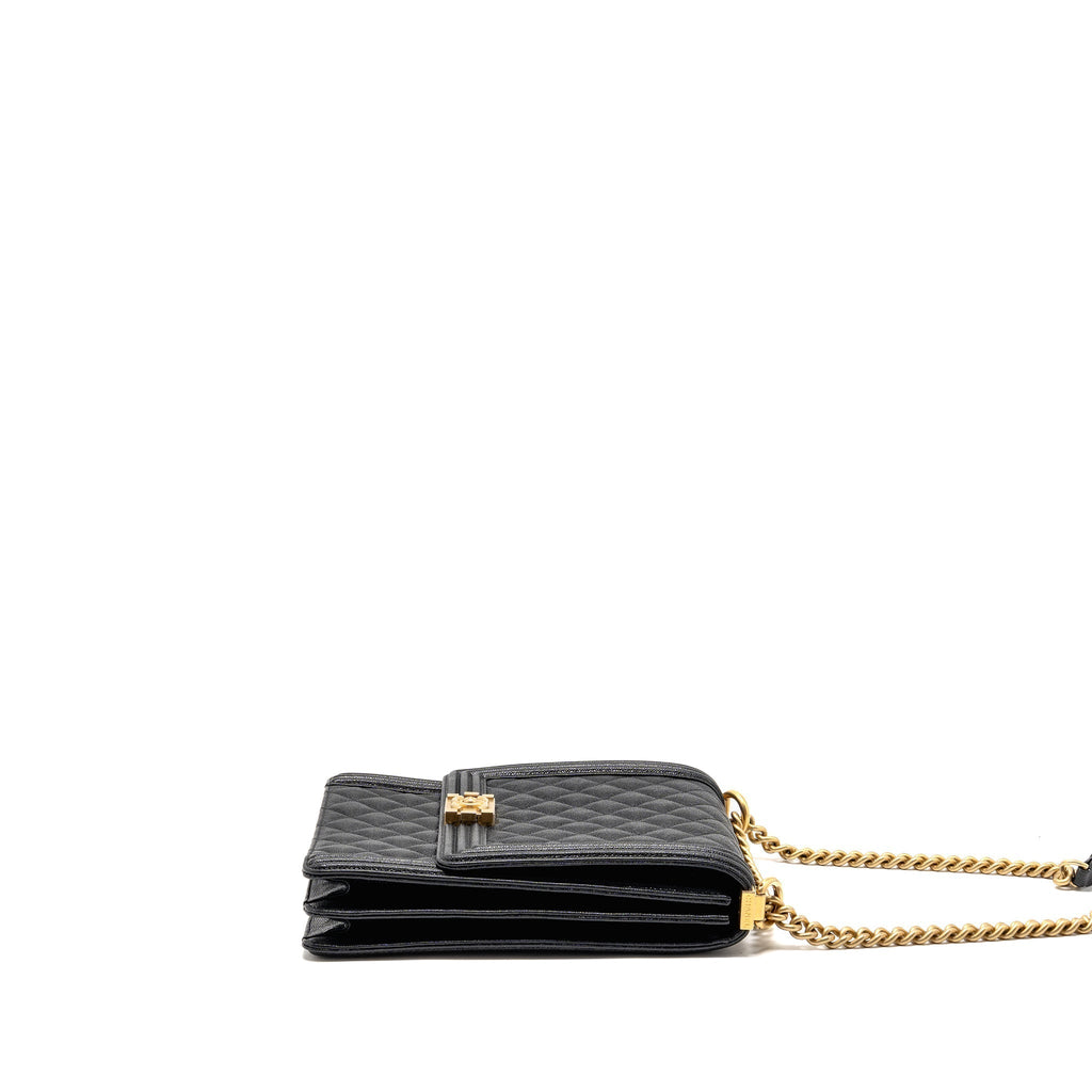 CHANEL NORTH SOUTH/VERTICAL BOY BAG CAVIAR BLACK GHW