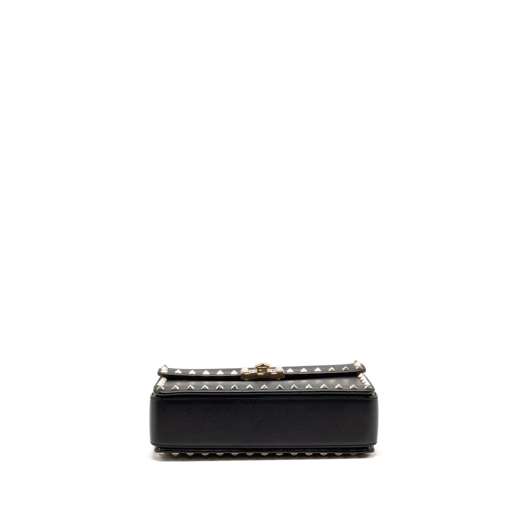 Valentino Small Rockstud Crossbody Bag with Chain Calfskin Black GHW