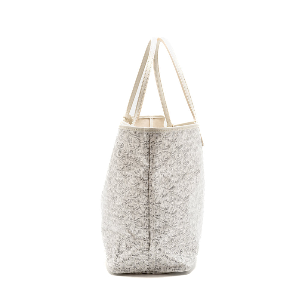 Goyard Saint Louis PM Tote Bag COCUR GOYARD Goyardine Canvas/Leather White/Grey SHW