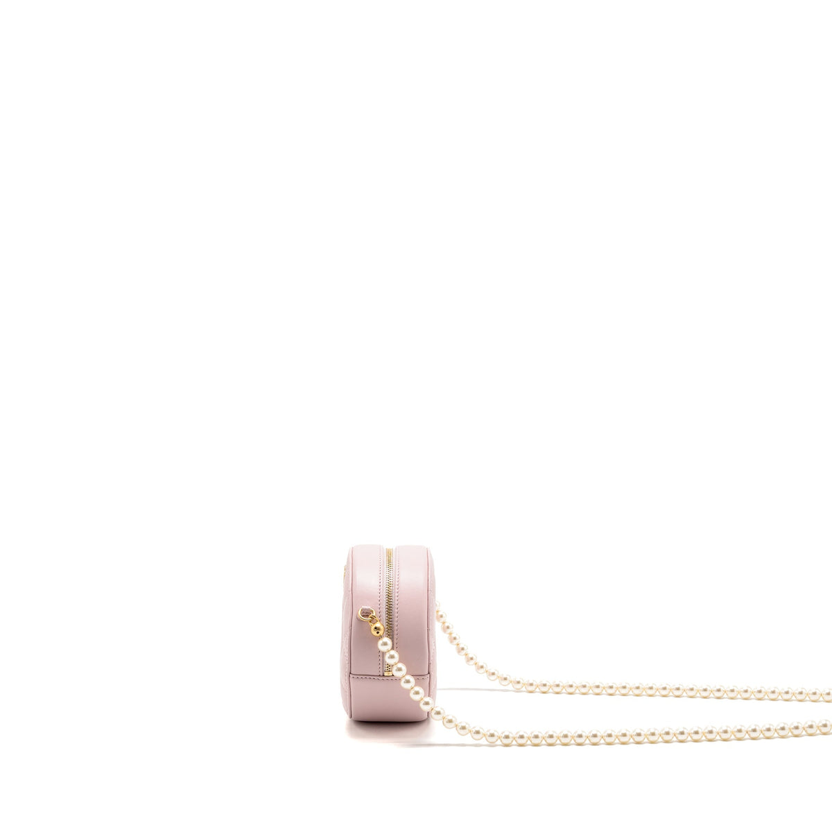 Chanel Round bag with pearl chain lambskin pink GHW