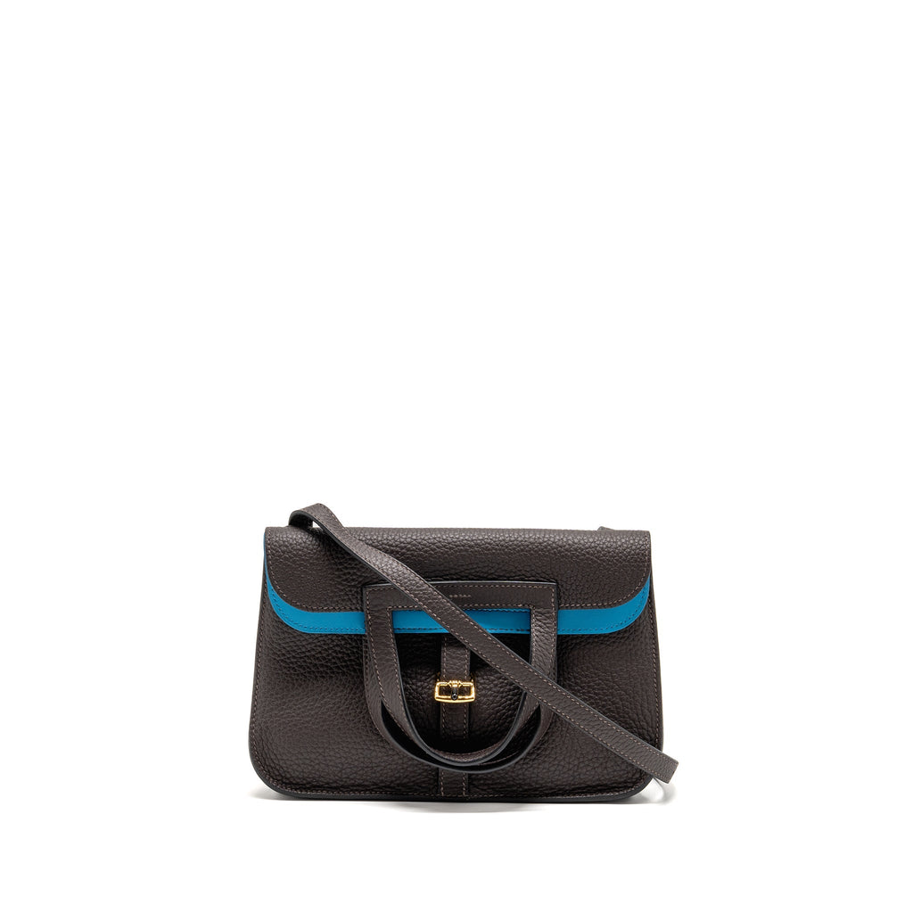 Hermes Halzan 25 Clemence Ebene/Zanzibar Blue GHW
