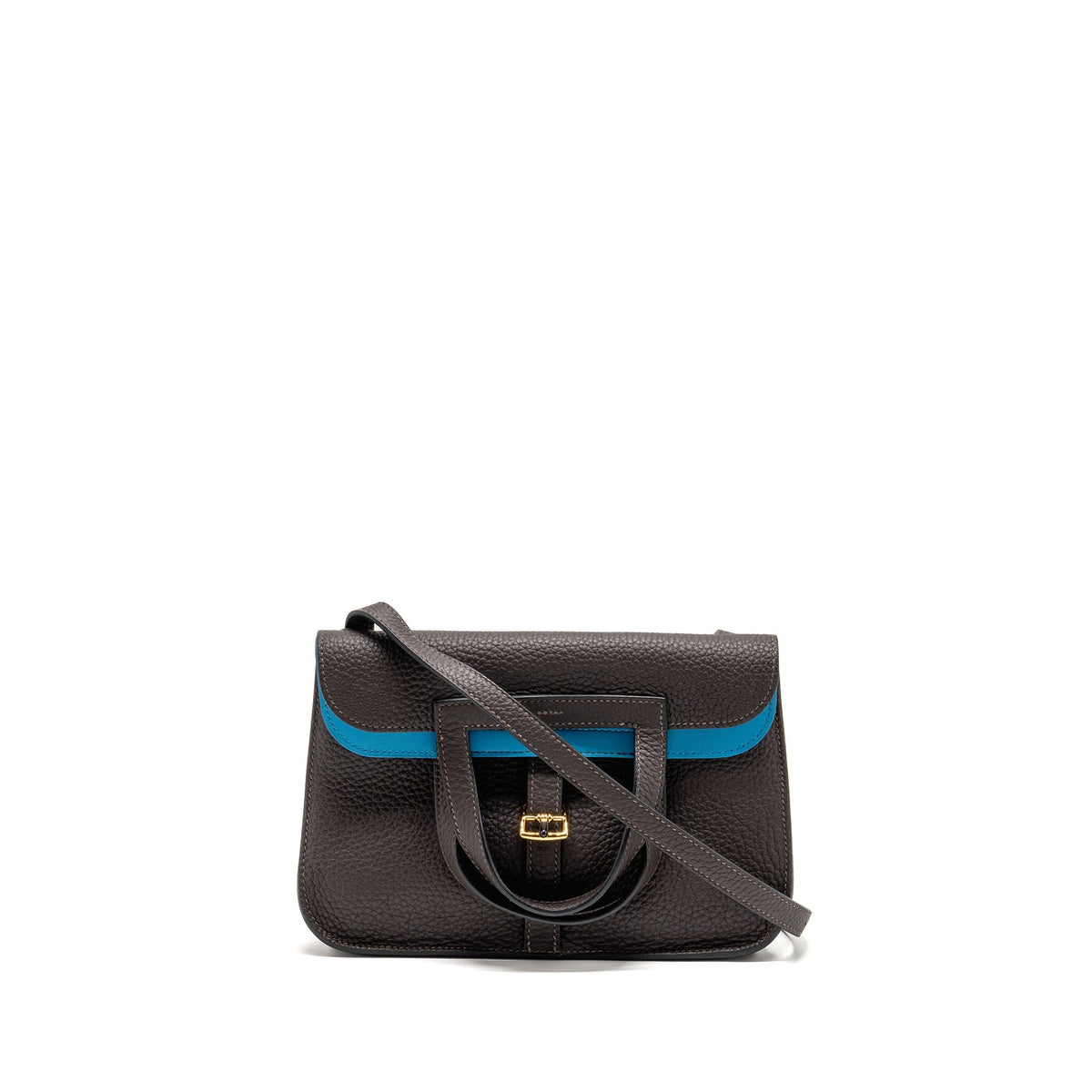Hermes Halzan 25 Clemence Ebene/Zanzibar Blue GHW