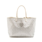 Goyard Saint Louis PM Tote Bag COCUR GOYARD Goyardine Canvas/Leather White/Grey SHW
