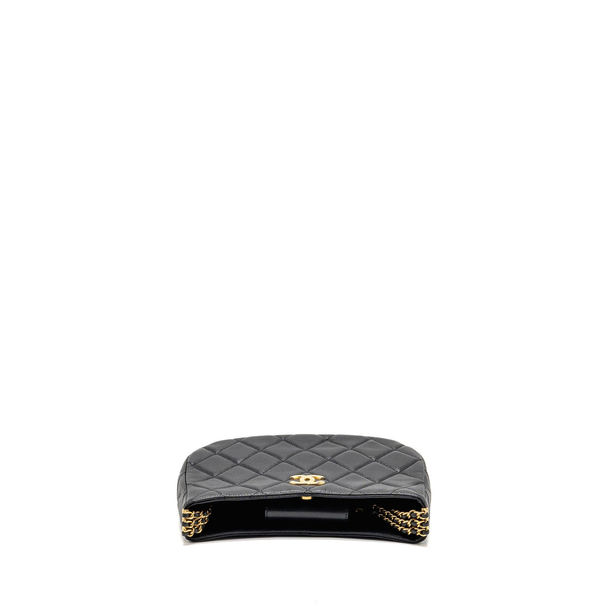 Chanel quilted hobo shoulder bag caviar black GHW (microchip)
