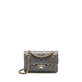 CHANEL SMALL CLASSIC DOUBLE FLAP BAG LAMBSKIN GREY LGHW (MICROCHIP)
