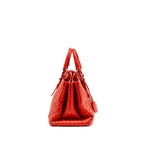 Bottega Veneta Small Roma Tote Bag Intrecciato Leather Red Gunmetal Tone Hardware