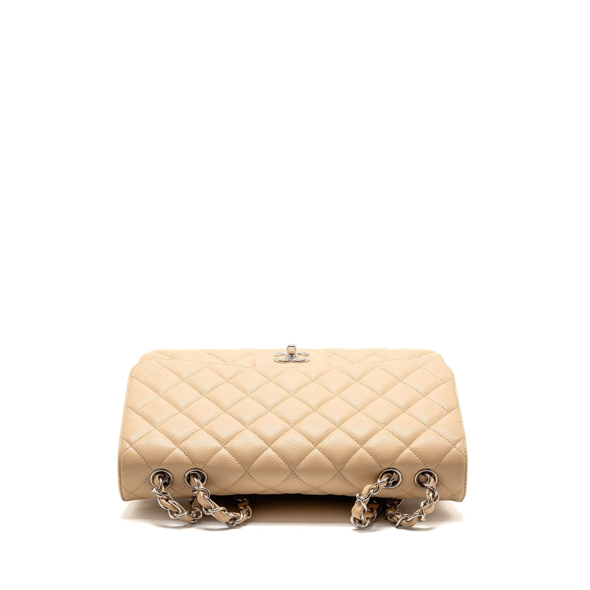 CHANEL JUMBO CLASSIC SINGLE FLAP BAG CAVIAR BEIGE SHW