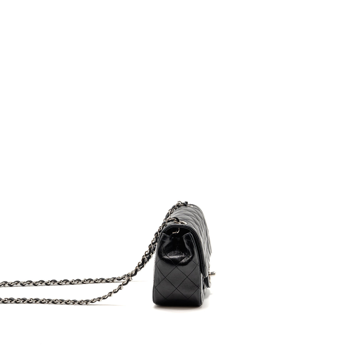 CHANEL CLASSIC MINI SQUARE FLAP BAG LAMBSKIN BLACK SHW