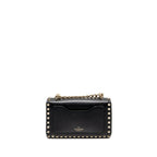 Valentino Small Rockstud Crossbody Bag with Chain Calfskin Black GHW