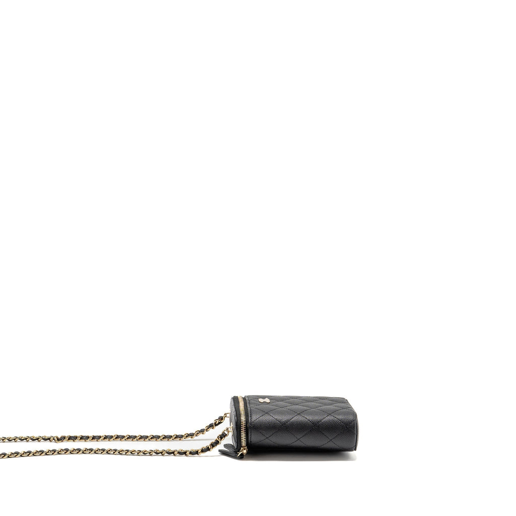 CHANEL MINI VANITY CASE WITH CHAIN CAVIAR BLACK LGHW(MICROCHIP)