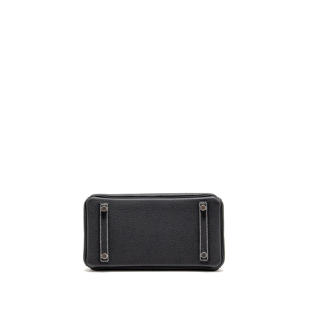 Hermes Birkin 25 Special Order Togo Black/White Stitching Brushed SHW