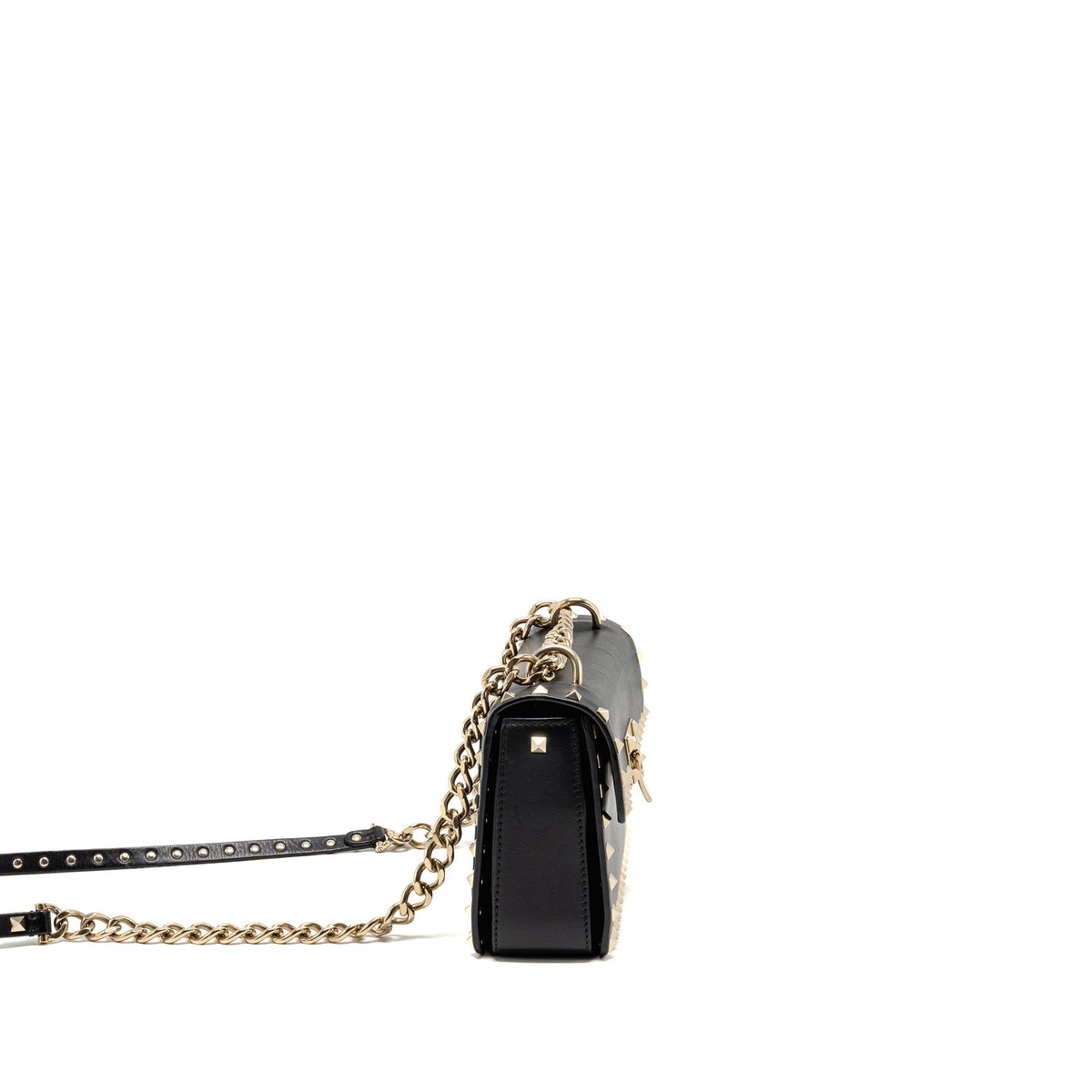 Valentino Small Rockstud Crossbody Bag with Chain Calfskin Black GHW