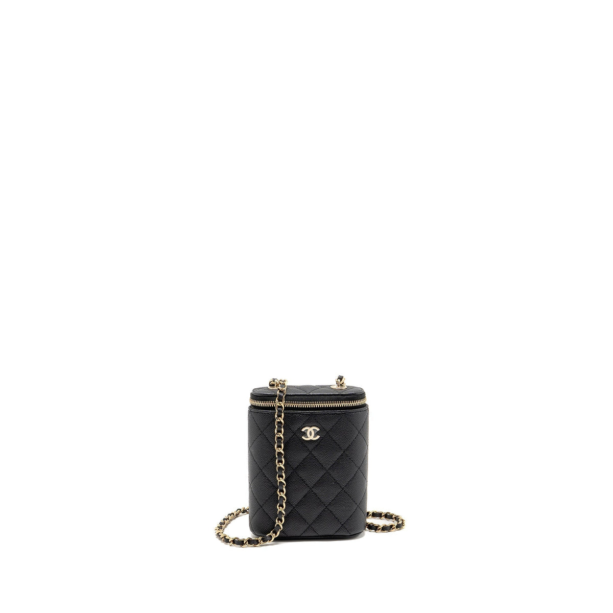 CHANEL MINI VANITY CASE WITH CHAIN CAVIAR BLACK LGHW(MICROCHIP)