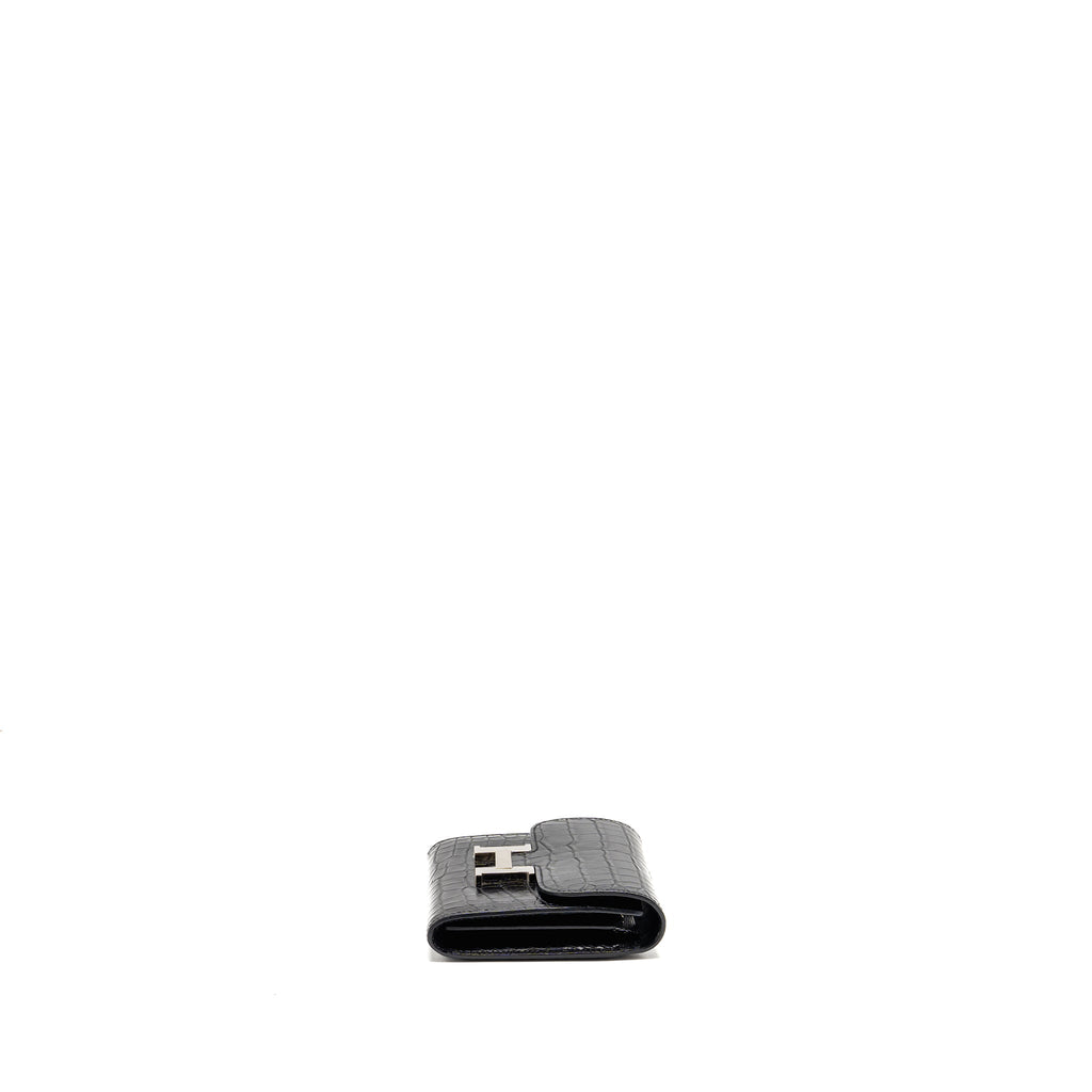 HERMES CONSTANCE WALLET ALLIGATOR MISSISSIPPIENSIS BLACK SHW