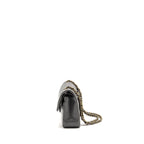 CHANEL SMALL CLASSIC DOUBLE FLAP BAG LAMBSKIN GREY LGHW (MICROCHIP)