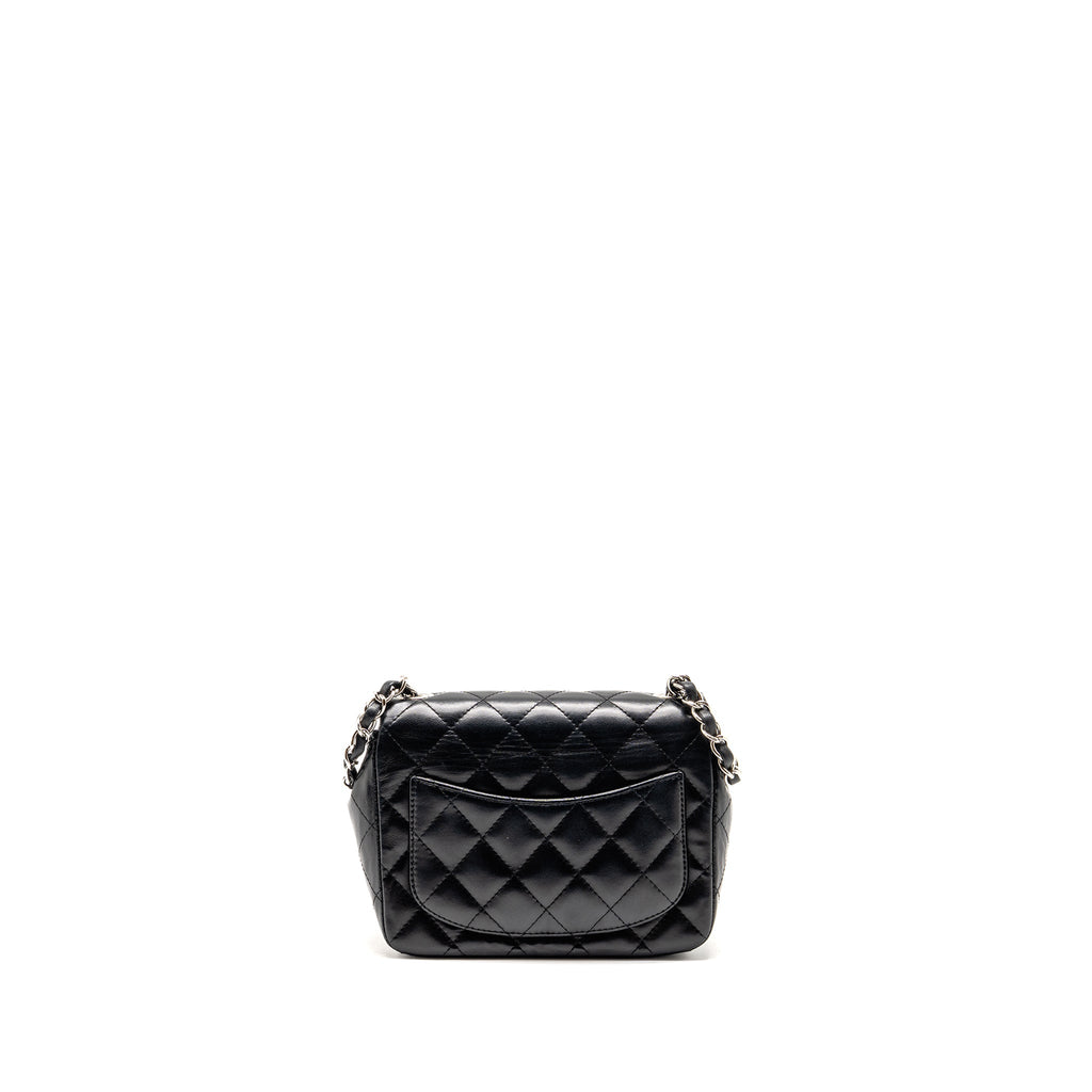 CHANEL CLASSIC MINI SQUARE FLAP BAG LAMBSKIN BLACK SHW