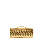 Bottega Veneta Andiamo Clutch Foggy Mirror Effect Intrecciato Leather Gold GHW