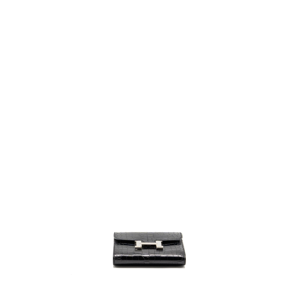 HERMES CONSTANCE WALLET ALLIGATOR MISSISSIPPIENSIS BLACK SHW