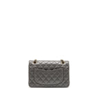 CHANEL SMALL CLASSIC DOUBLE FLAP BAG LAMBSKIN GREY LGHW (MICROCHIP)