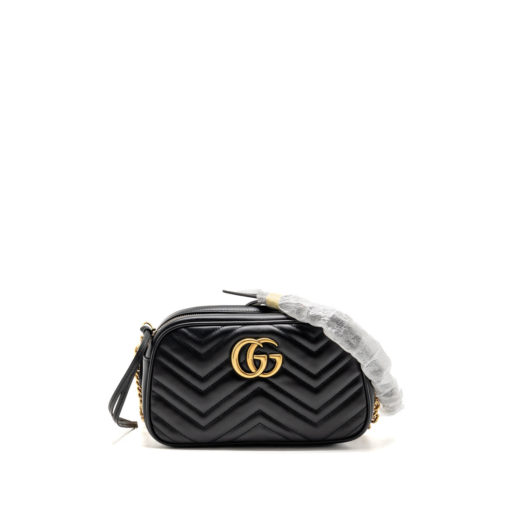 Gucci Small GG Marmont Camera Bag Matelasse Chevron Leather Black GHW
