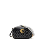 Gucci Small GG Marmont Camera Bag Matelasse Chevron Leather Black GHW