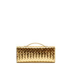 Bottega Veneta Andiamo Clutch Foggy Mirror Effect Intrecciato Leather Gold GHW