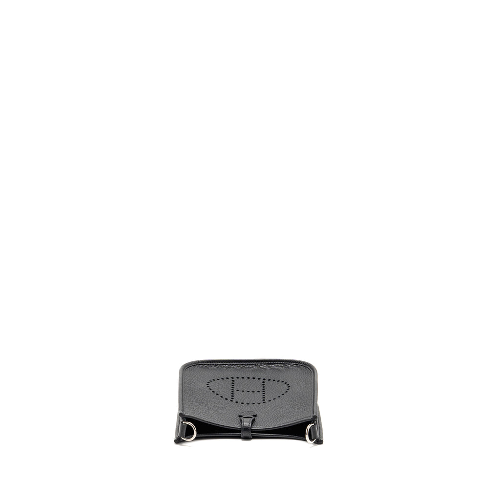 Hermes mini evelyne short clemence black/gris misty SHW