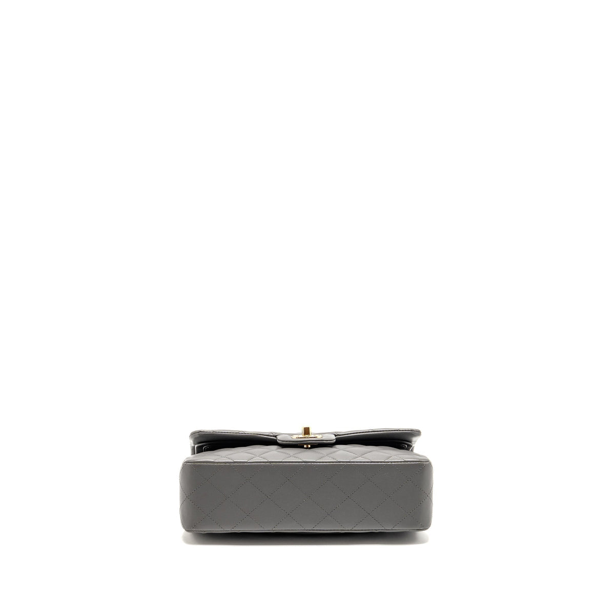 CHANEL SMALL CLASSIC DOUBLE FLAP BAG LAMBSKIN GREY LGHW (MICROCHIP)