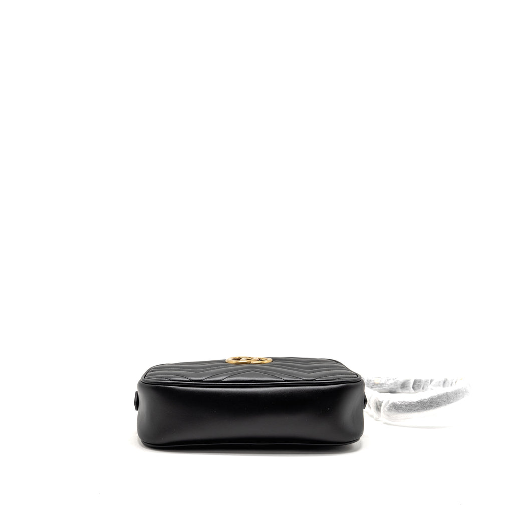 Gucci Small GG Marmont Camera Bag Matelasse Chevron Leather Black GHW