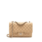 CHANEL JUMBO CLASSIC SINGLE FLAP BAG CAVIAR BEIGE SHW