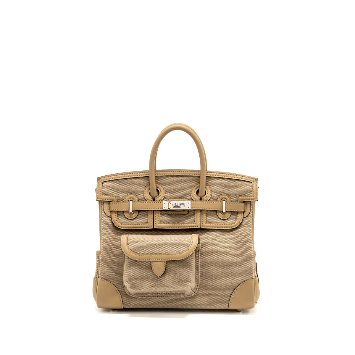 HERMES BIRKIN 25 CARGO TOILE GOELAND/SWIFT BEIGE MARFA/POUSSIERE SHW