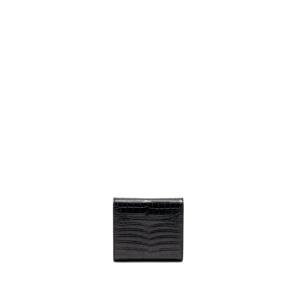 HERMES CONSTANCE WALLET ALLIGATOR MISSISSIPPIENSIS BLACK SHW
