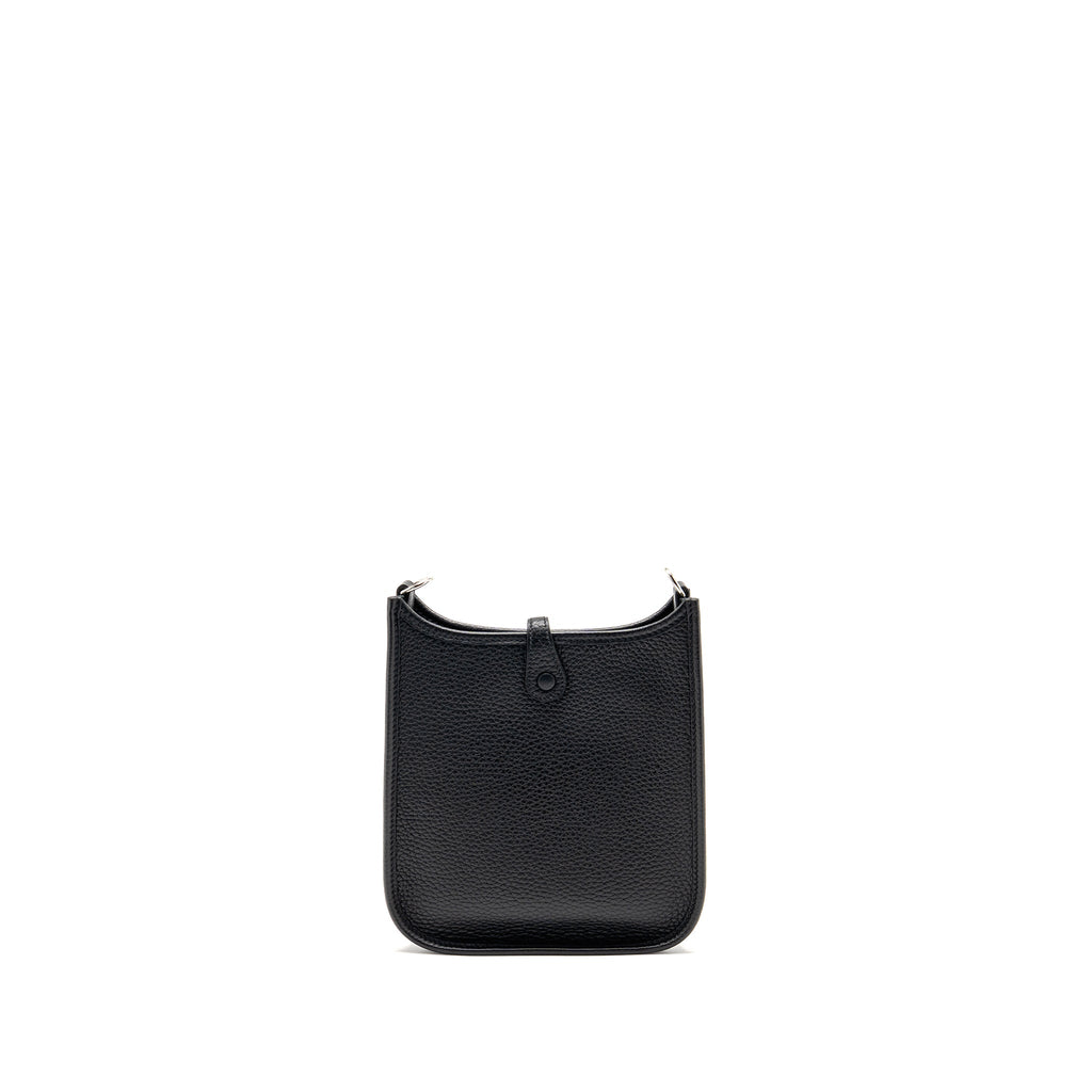 Hermes mini evelyne short clemence black/gris misty SHW