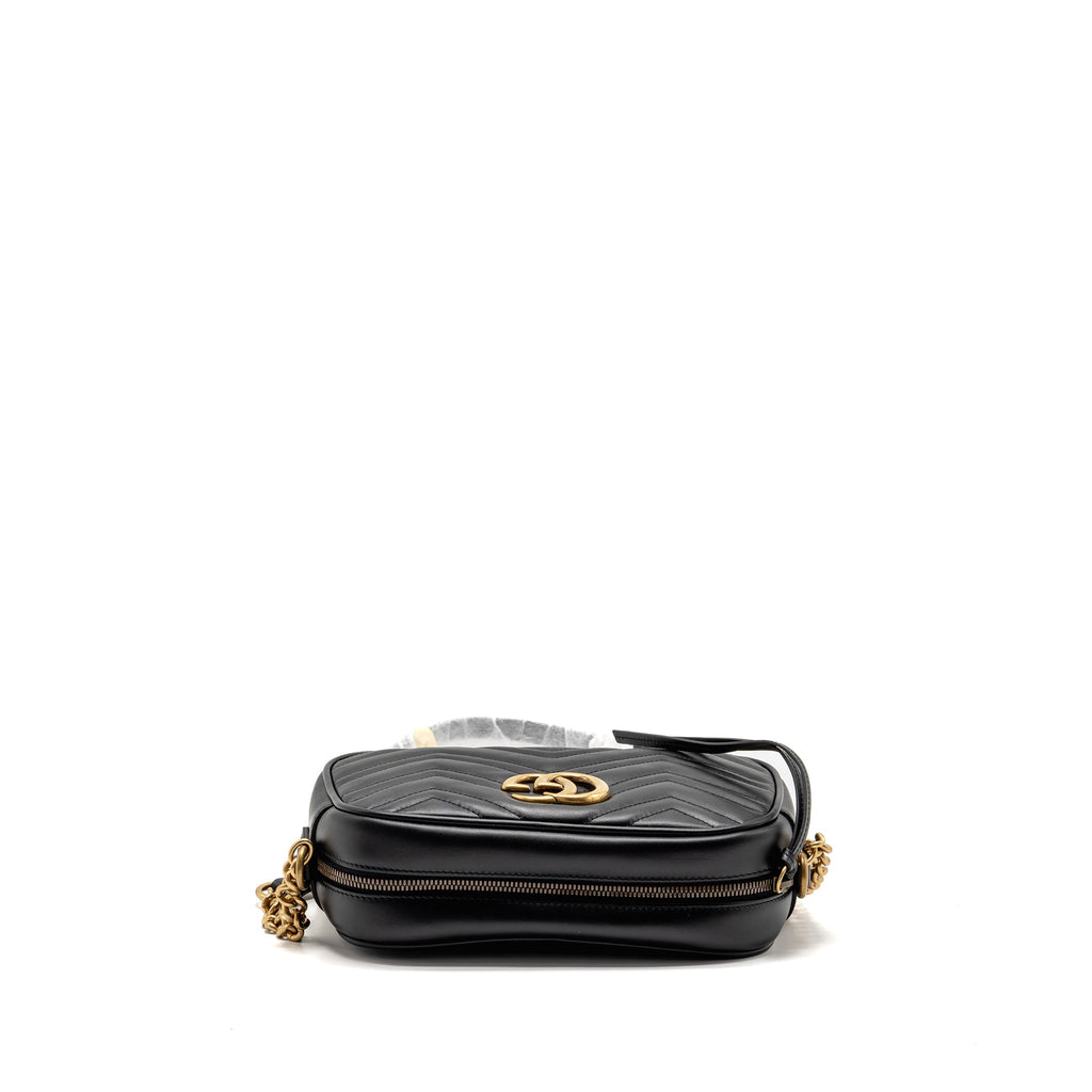 Gucci Small GG Marmont Camera Bag Matelasse Chevron Leather Black GHW