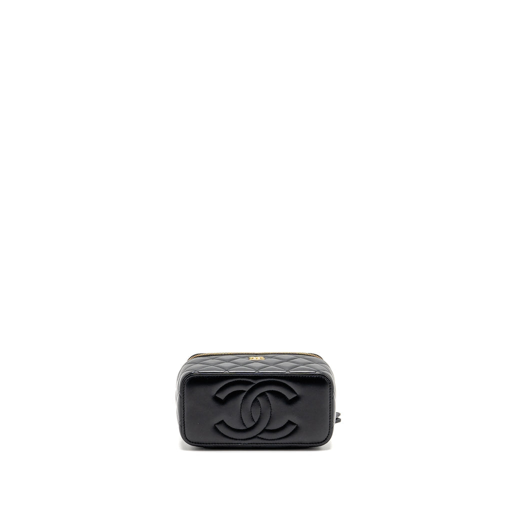 CHANEL LONG VANITY WITH COCO CHARM CHAIN LAMBSKIN BLACK GHW (MICROCHIP)