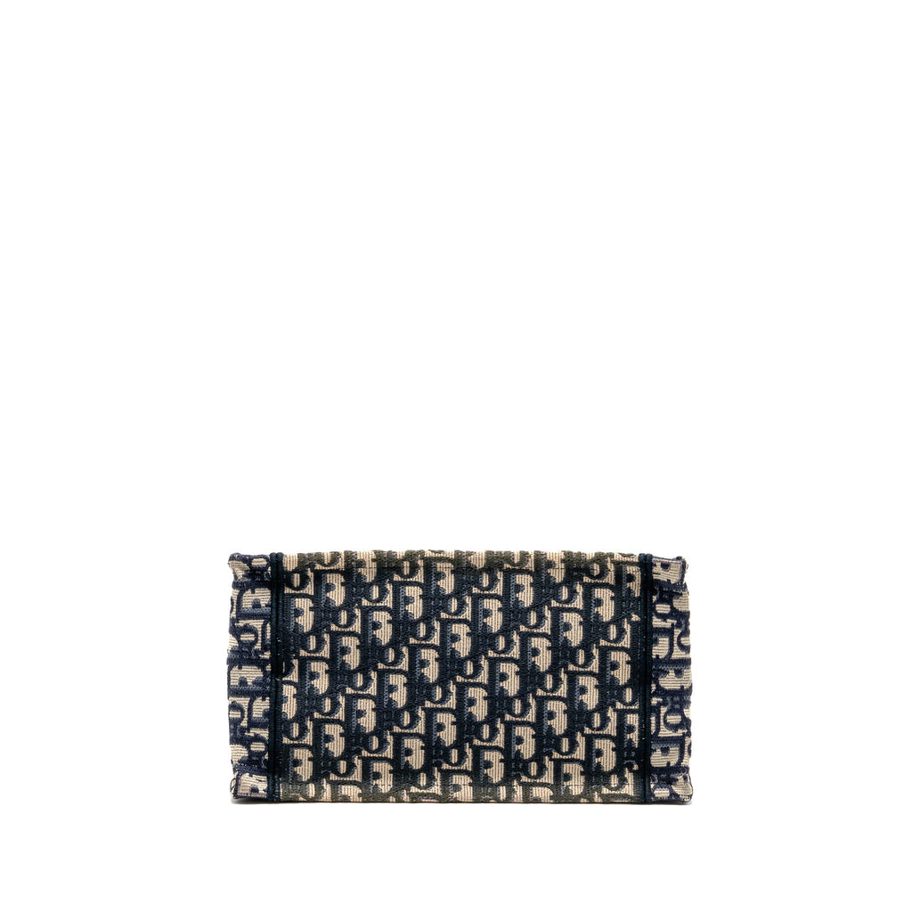 DIOR SMALL BOOK TOTE BLUE/ECRU DIOR OBLIQUE EMBROIDRY
