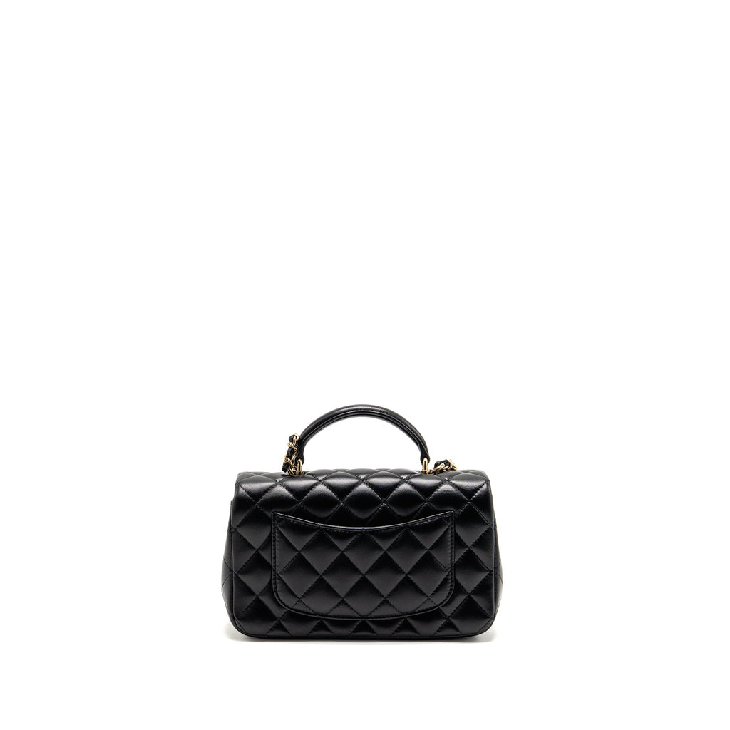 CHANEL TOP HANDLE MINI RECTANGULAR LAMBSKIN BLACK LGHW (MICROCHIP)
