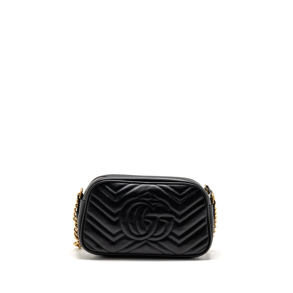 Gucci Small GG Marmont Camera Bag Matelasse Chevron Leather Black GHW