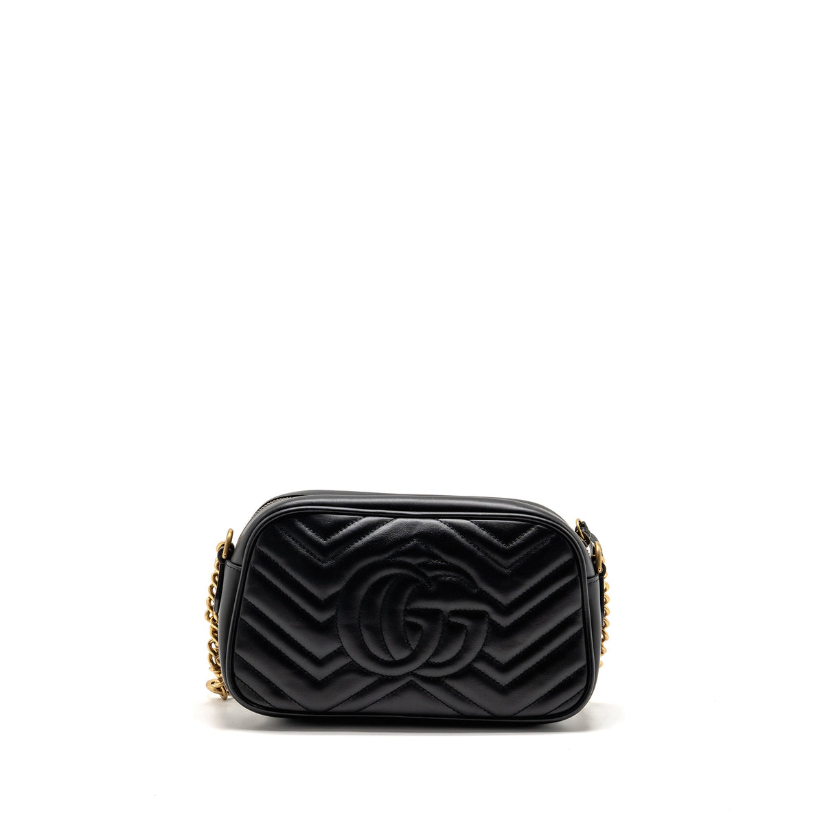 Gucci Small GG Marmont Camera Bag Matelasse Chevron Leather Black GHW