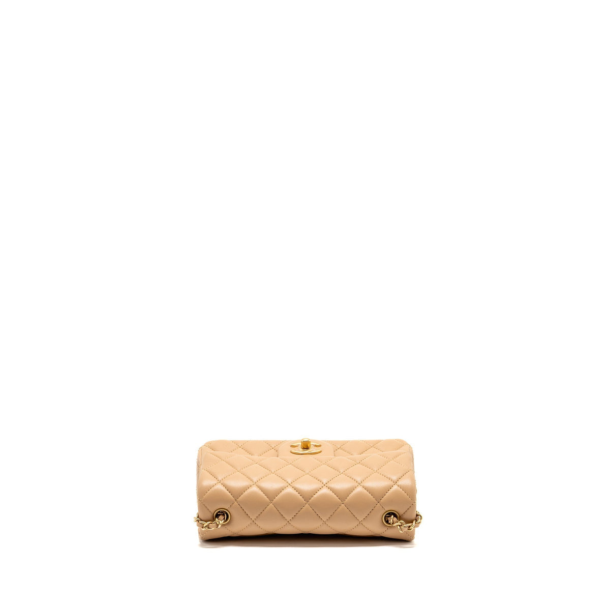 CHANEL PEARL CRUSH MINI RECTANGULAR FLAP BAG LAMBSKIN BEIGE GHW (MICROCHIP)