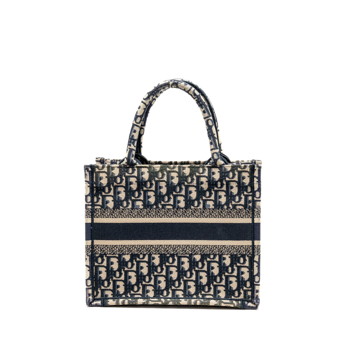 DIOR SMALL BOOK TOTE BLUE/ECRU DIOR OBLIQUE EMBROIDRY