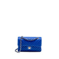 Chanel small classic double flap bag chevron caviar blue GHW