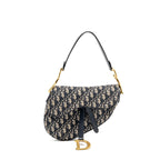 DIOR MEDIUM SADDLE BAG BLUE OBLIQUE CANVAS/CALFSKIN GHW